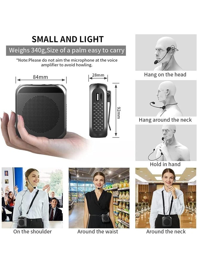 DUNISO Voice Amplifier with Wired Microphone Headset, Portable Rechargeable PA System Speaker,Personal Microphone Speech Amplifier,Support USB Flash Drive/TF Card,for Teachers, Training, Meeting, Tour Guide, Yoga, Classroom,2200mAh - Image 2